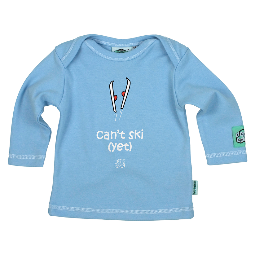 Lazy Baby Gift for Skiers - Can't Ski Yet Baby T Shirt