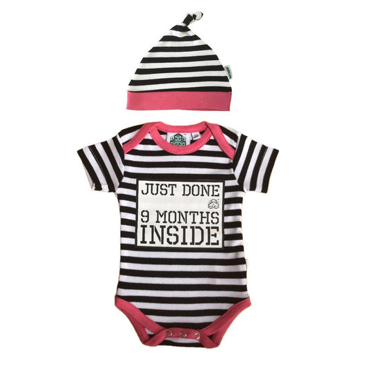 Baby Shower Gift - Just Done 9 Months Inside® Romper & Hat Gift Bundle - Lazy Baby
