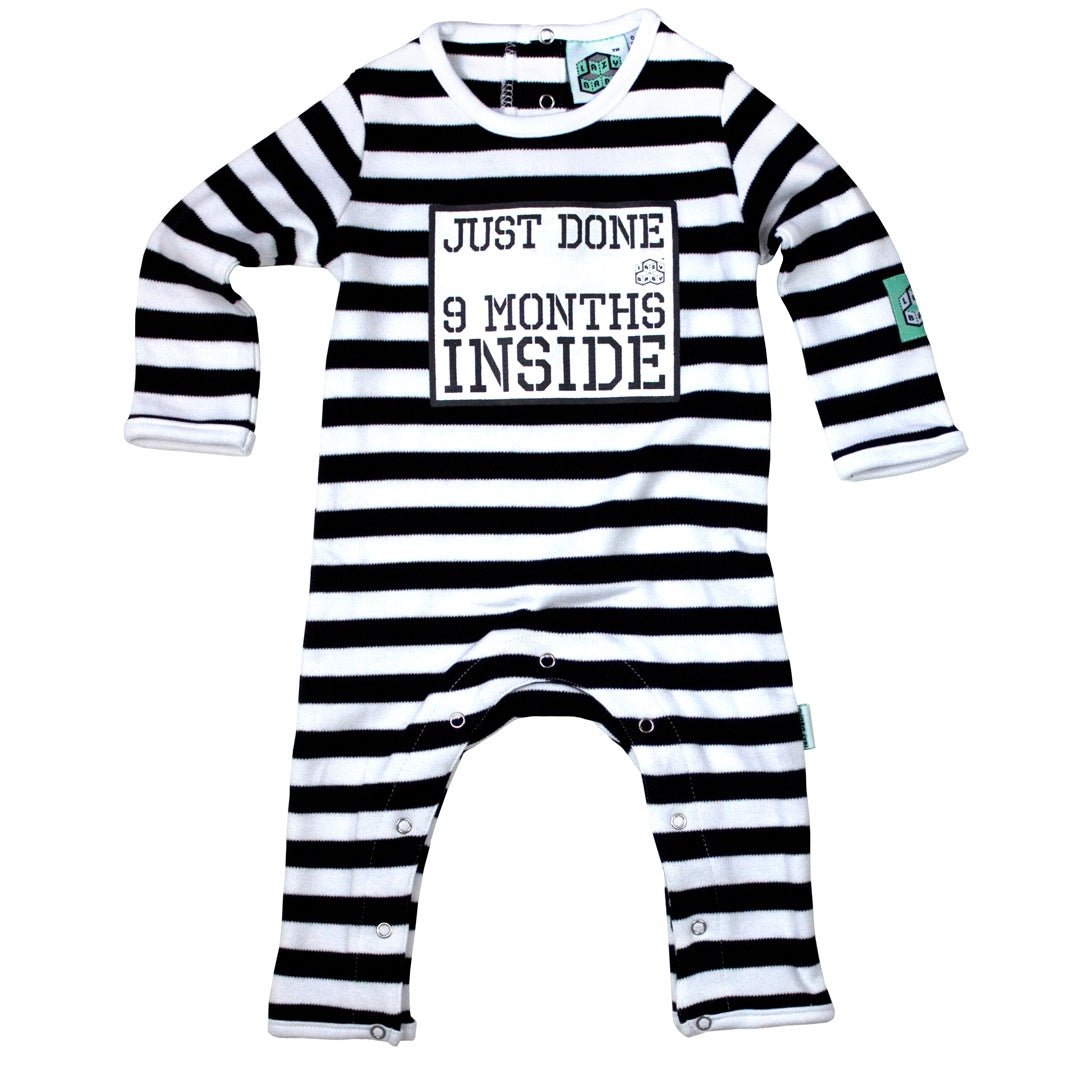 Funny Baby Shower Gift – Just Done 9 Months Inside® Newborn Outfit - Lazy Baby