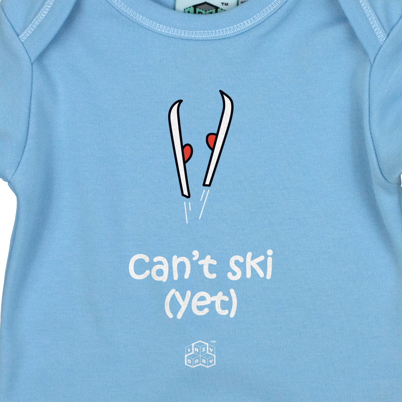 Lazy Baby Gift for Skiers - Can't Ski Yet Baby T Shirt