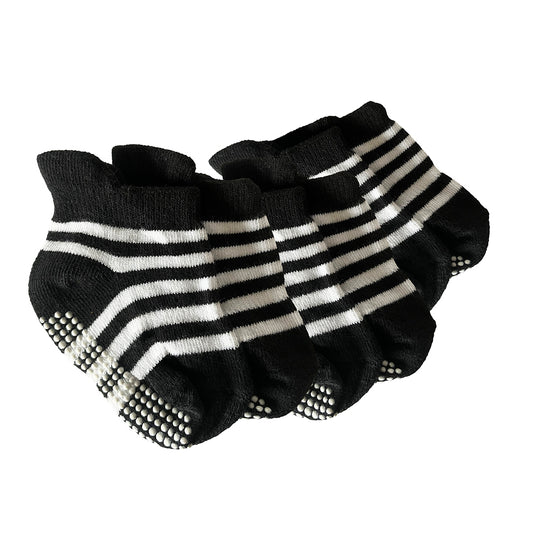 3 pairs of black and white Lazy baby striped socks