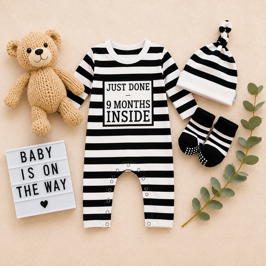Newborn Baby Outfit Gift Set - Just Done 9 Months Inside® - Unisex Baby Gift by Lazy Baby®