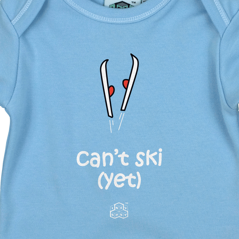 Baby Gift for Skiers | Can't Ski Yet Baby T Shirt | Funny Newborn Gift for Skiing Parents - Lazy Baby