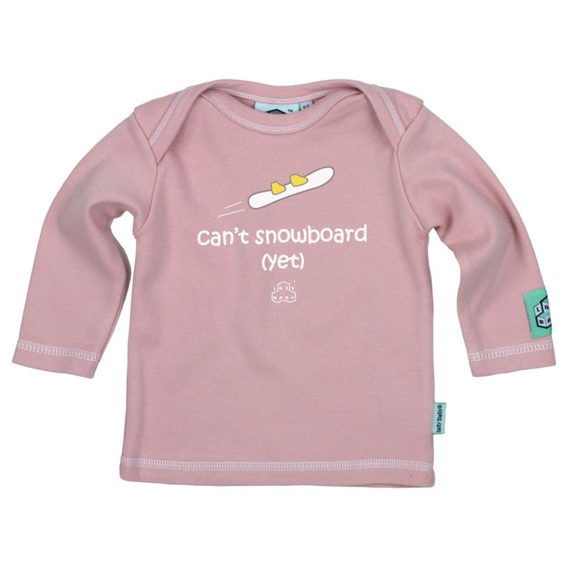 Baby Gift for Snowboarders | Can't Snowboard Yet Baby T Shirt | Funny Newborn Gift for Snowboarding Parents - Lazy Baby