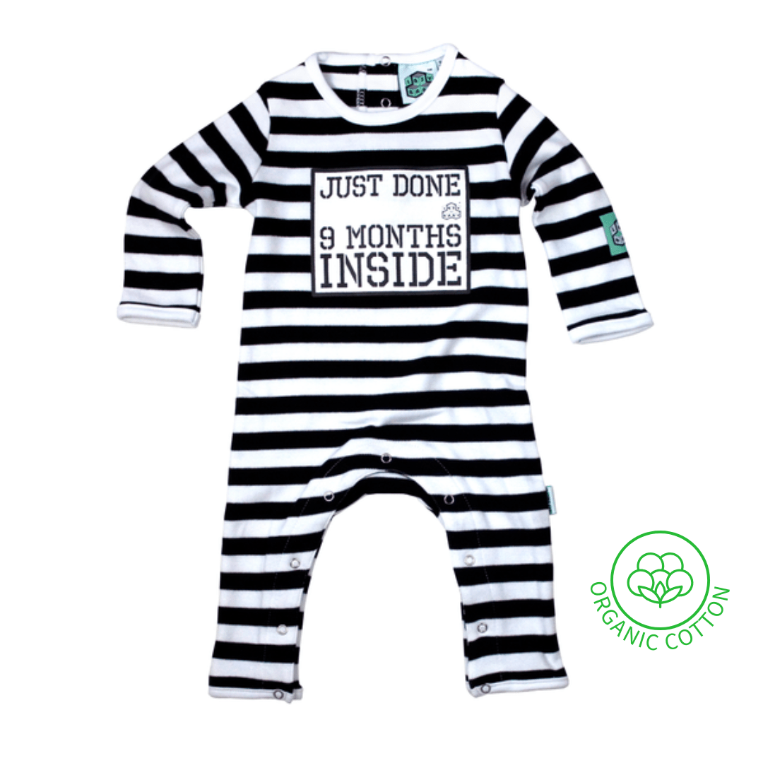 Funny Baby Shower Gift – Just Done 9 Months Inside® Newborn Outfit - Lazy Baby