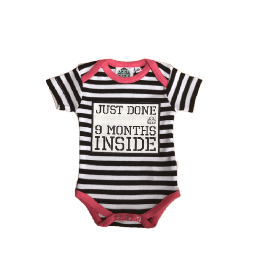 Just Done 9 Months Inside® Baby Girl Vest – Funny Newborn Bodysuit | Organic Cotton Baby Shower Gift - Lazy Baby