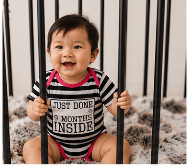 Just Done 9 Months Inside® Baby Girl Vest – Funny Newborn Bodysuit | Organic Cotton Baby Shower Gift - Lazy Baby