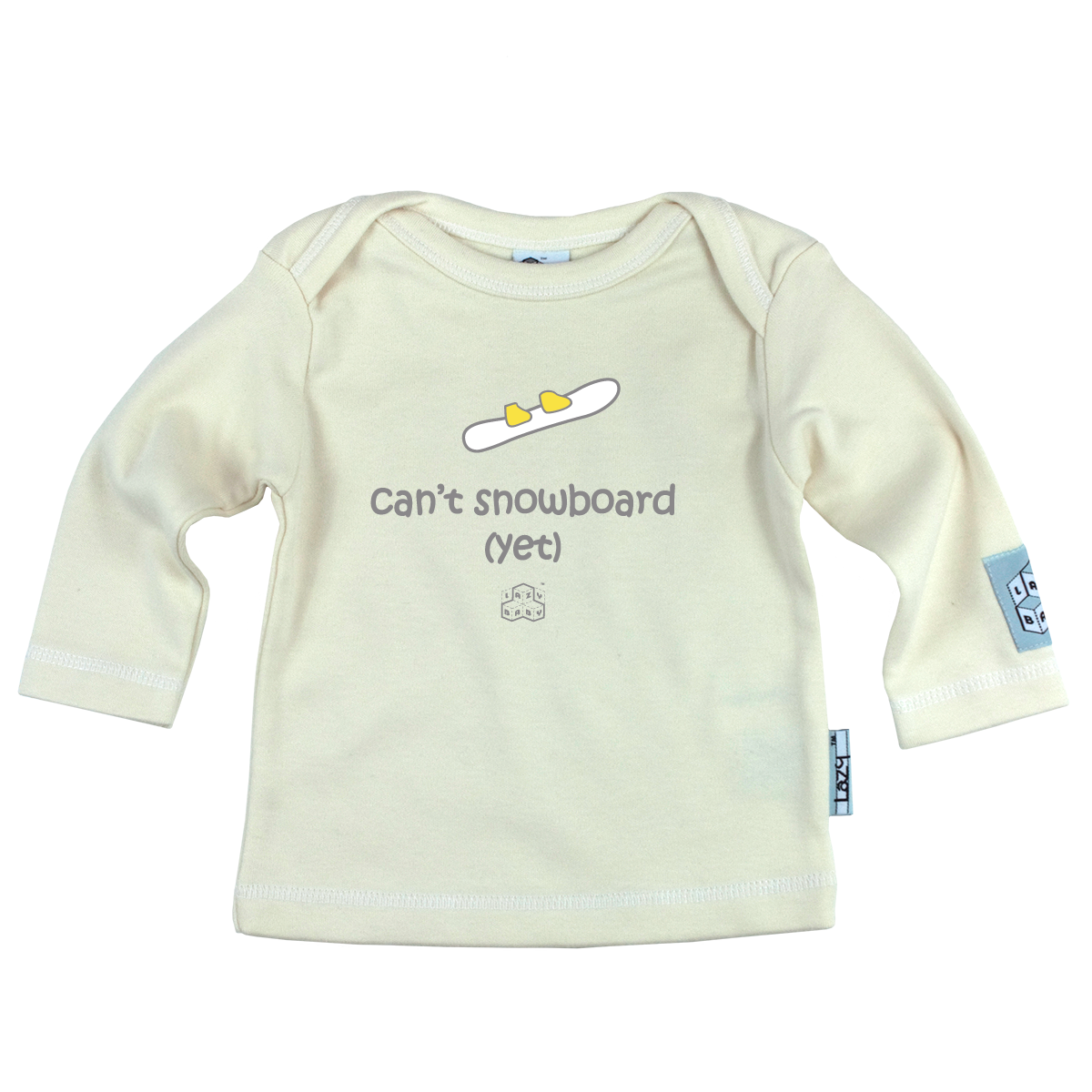 Lazy Baby Gift for Snowboarders - Can't Snowboard Yet Cream T Shirt - Lazy Baby