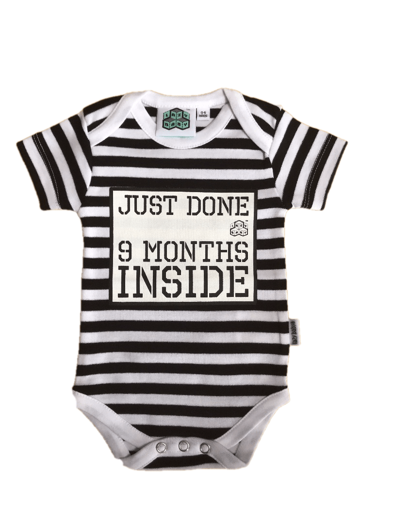 Baby Shower Gift - Just Done 9 Months Inside® Romper & Hat Gift Bundle - Lazy Baby
