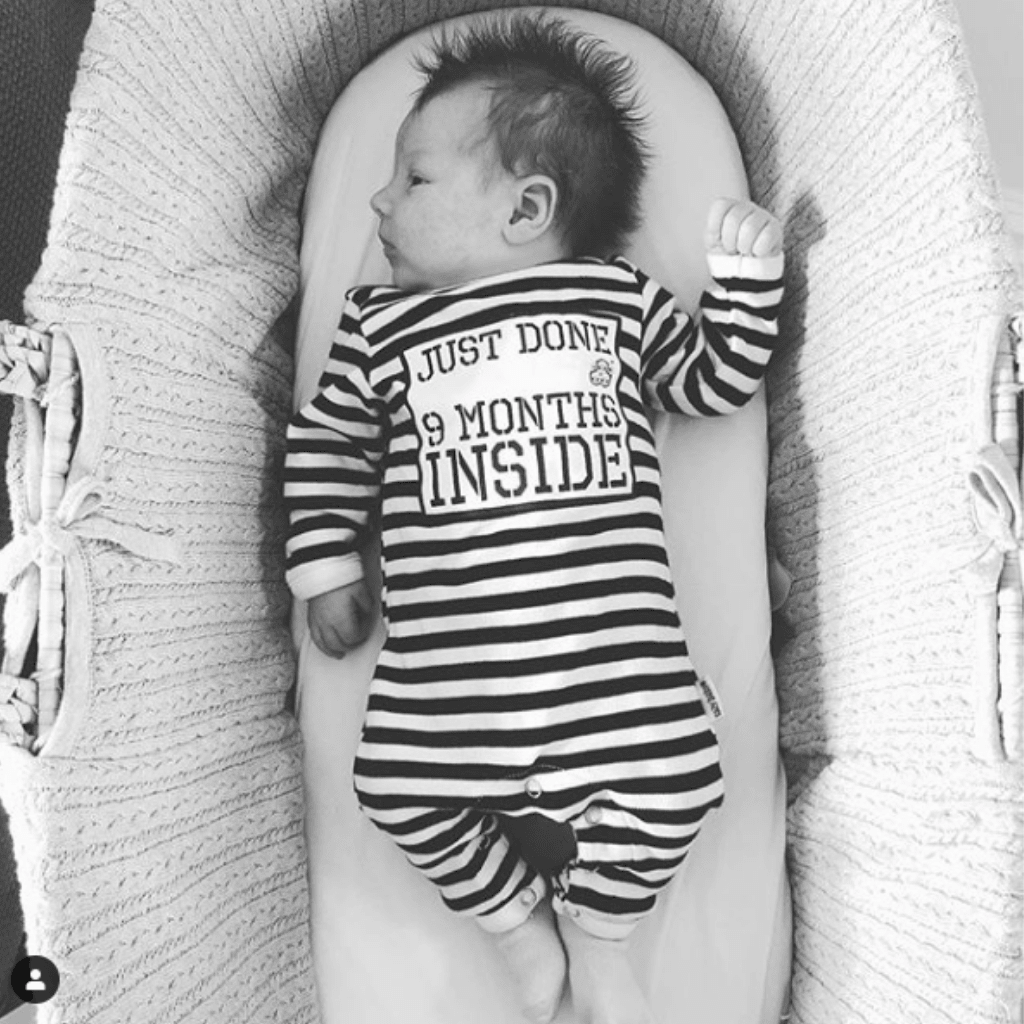 Funny Baby Shower Gift – Just Done 9 Months Inside® Newborn Outfit - Lazy Baby