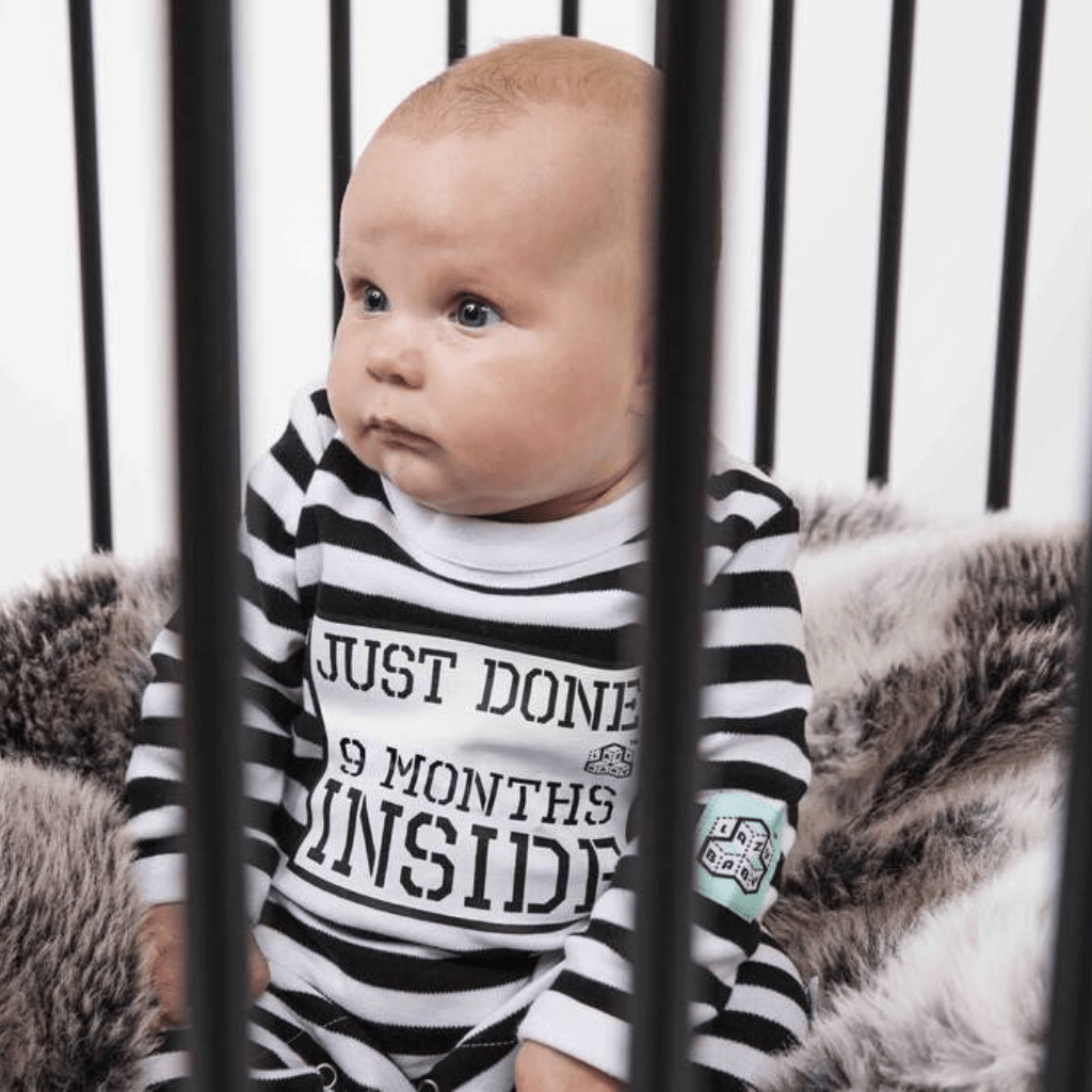 Funny Baby Shower Gift – Just Done 9 Months Inside® Newborn Outfit - Lazy Baby