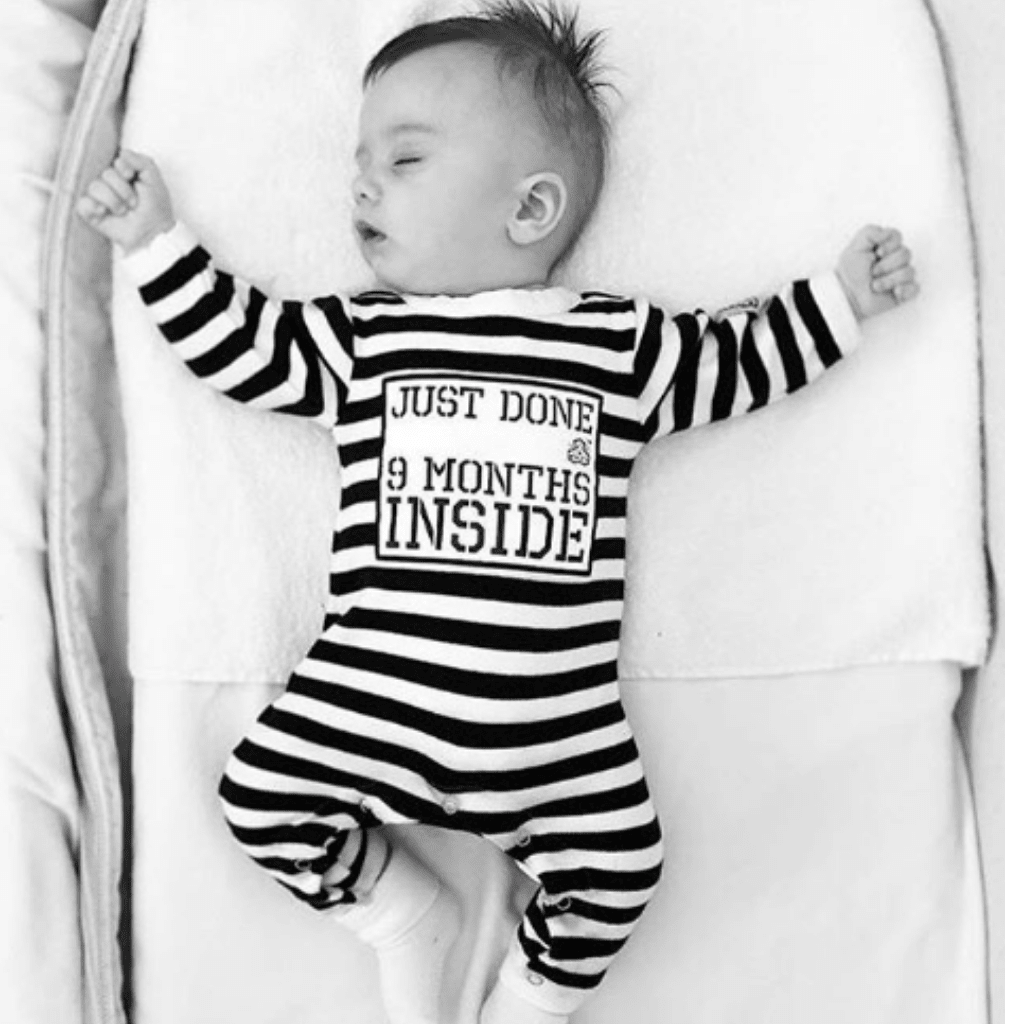 Funny Baby Shower Gift – Just Done 9 Months Inside® Newborn Outfit - Lazy Baby