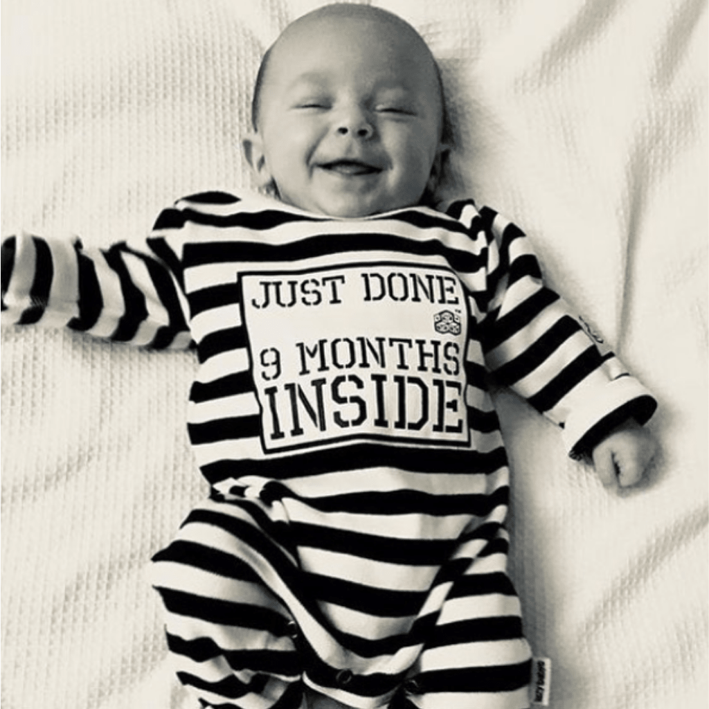 Funny Baby Shower Gift – Just Done 9 Months Inside® Newborn Outfit - Lazy Baby