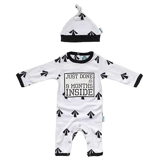 New Born Baby Grow -Just Done 9 Months Inside® Arrows - Baby Shower Gift - Coming Home Outfit by Lazy Baby®