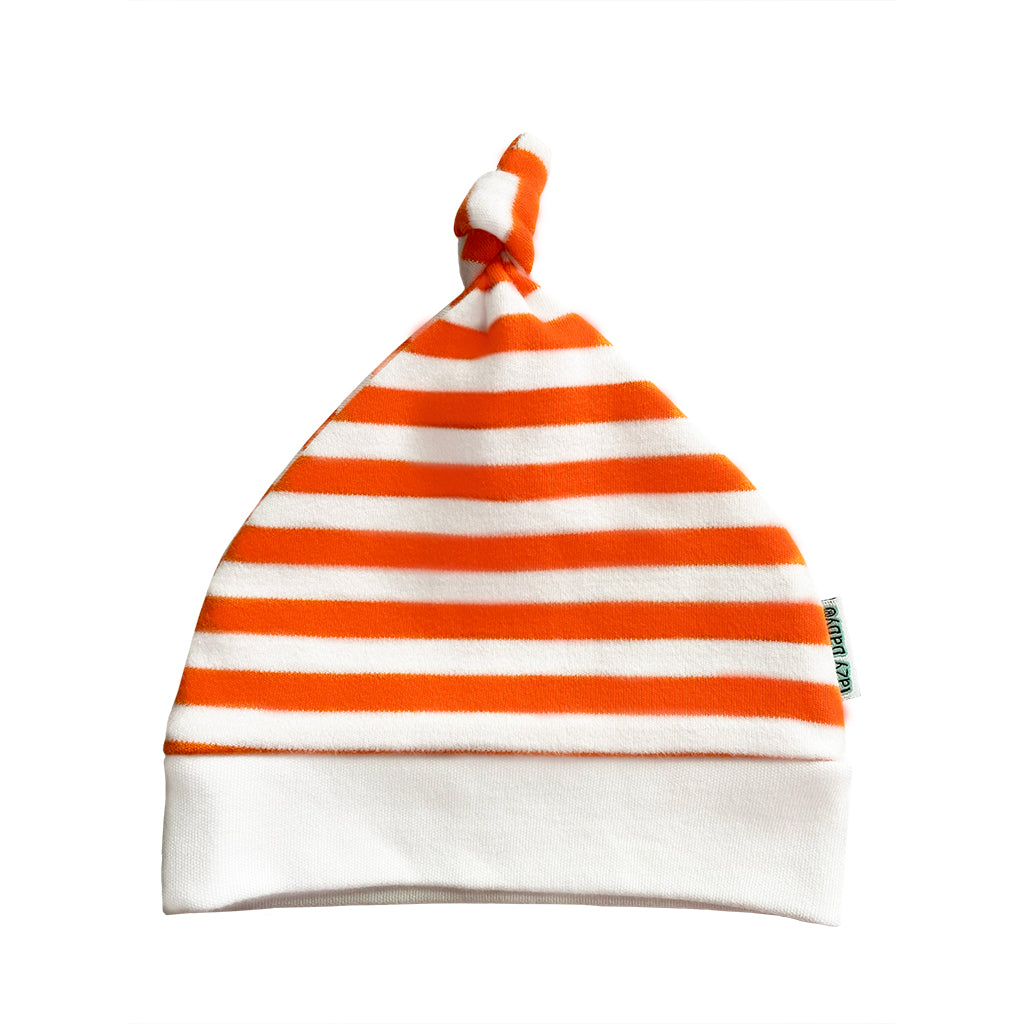 Lazy Baby® Hat Orange and White Stripy Baby Beanie