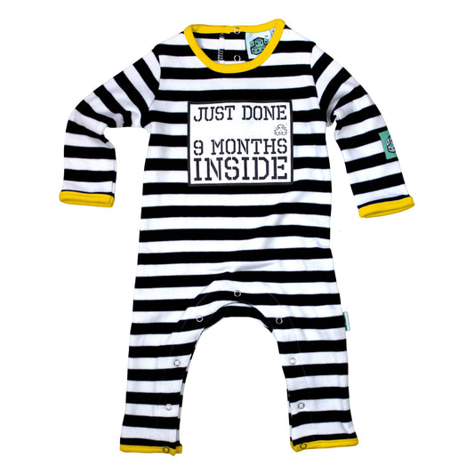 Work Colleague Baby Gift – Just Done 9 Months Inside® - Yellow Baby Grow by Lazy Baby® - Lazy Baby